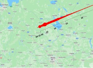 Учёные показали карту падения метеорита, взорвавшегося над Россией