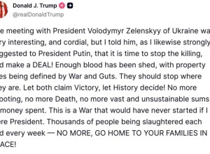 Президент США Дональд Трамп призвал Россию и Украину «заключить сделку» и прекратить войну