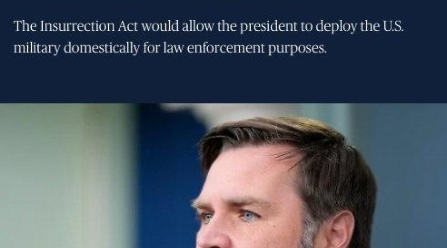 Вице-президент Вэнс: Трамп может применить Закон о восстании для наведения порядка в США