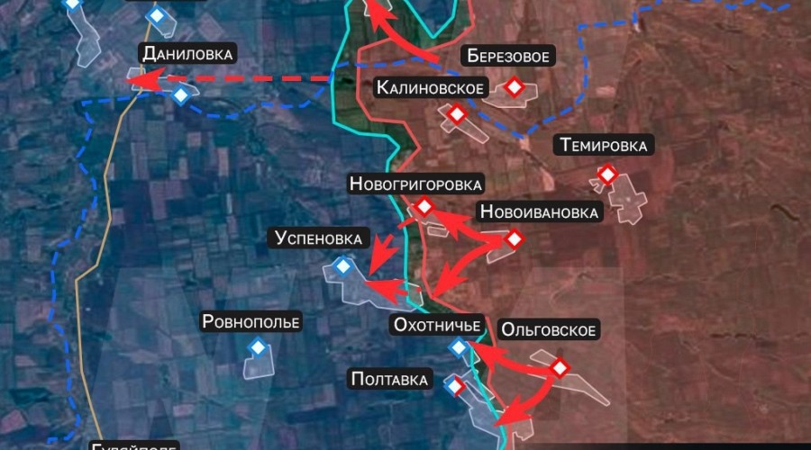 Российские войска развивают наступление в Запорожской области и выходят к Успеновке