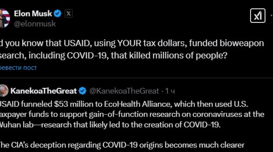 Илон Маск обвинил USAID в финансировании исследований в лаборатории Уханя