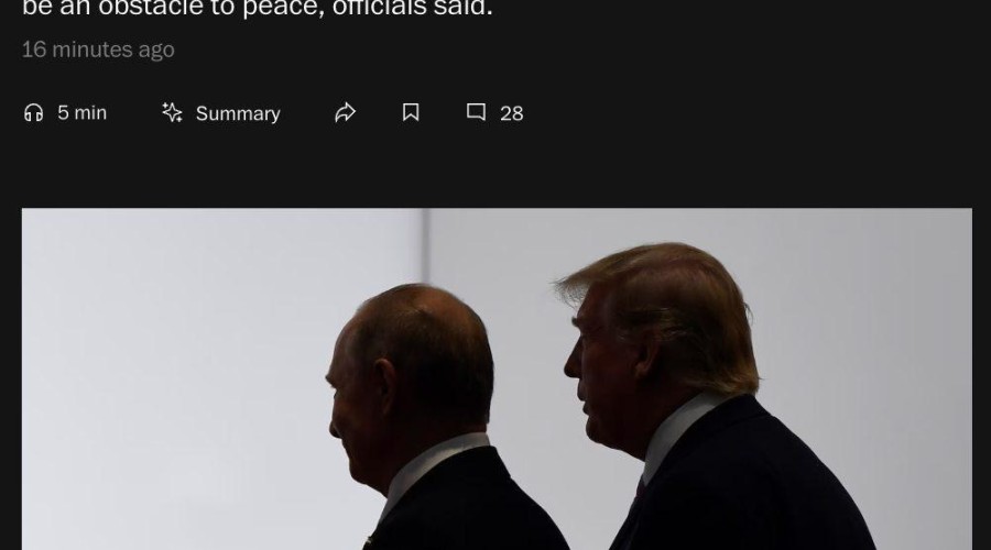 WP: Путин предложил Трампу «мирный план» с отказом Украины от Донбасса