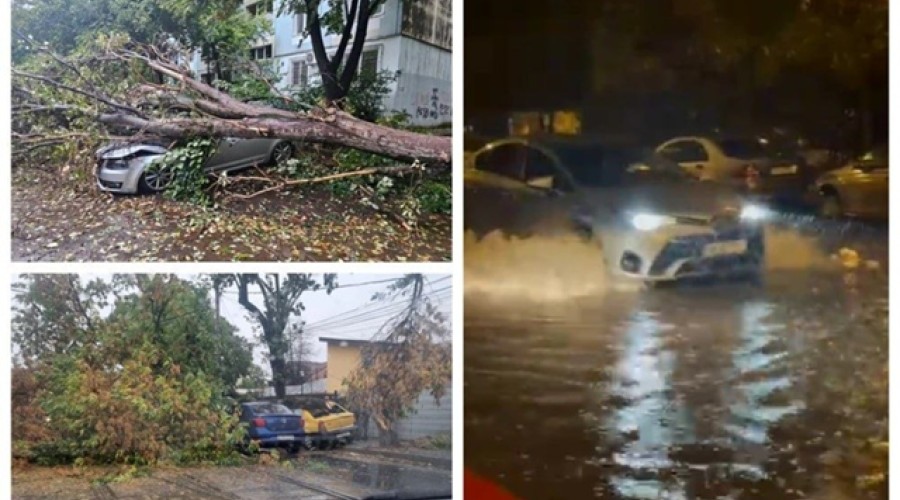 Сильный шторм в Румынии: затопление улиц, деревья на машинах, пострадавшие